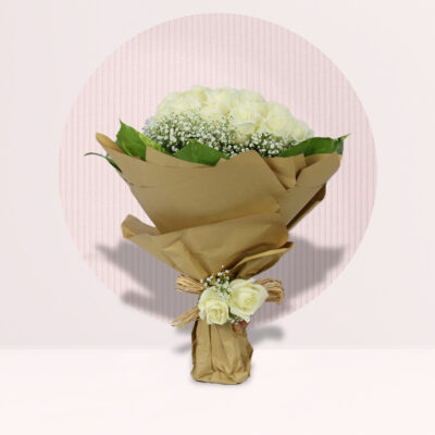 order white rose flower bouquet online