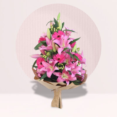 Bouquet of Lavish Pink Lilly With Gerbera