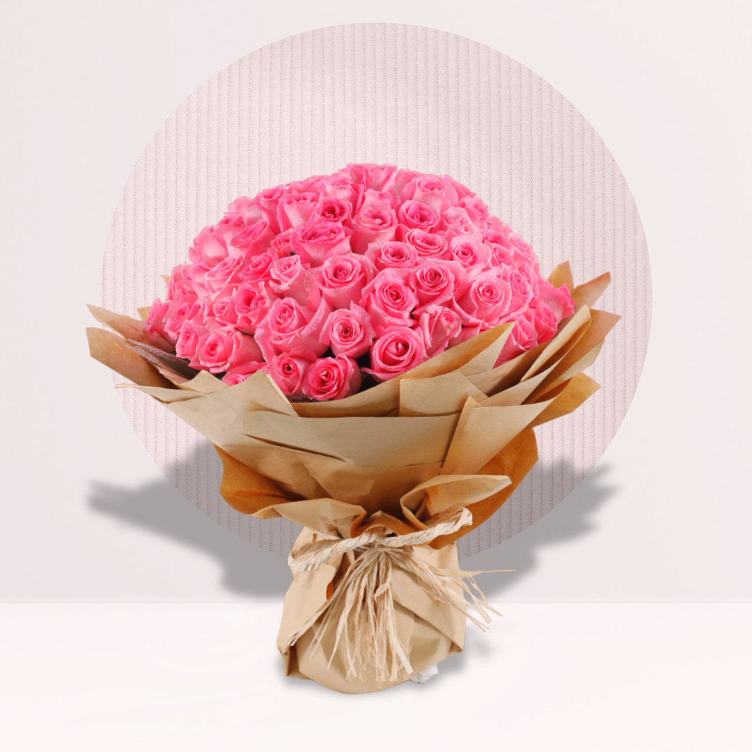 Bouquet of 101 Pink Roses, Online Flower Delivery