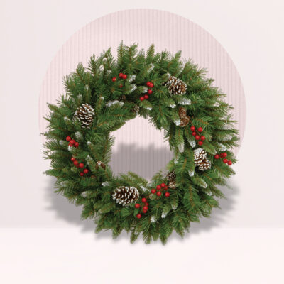 Fresh Christmas Wreath with Silver Decor