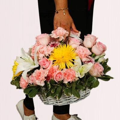 Rose Basket Of Flowers